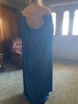 Johnathan Kayne Blue Size 6 Jersey Floor Length Side slit Dress on Queenly