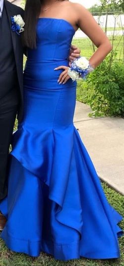 Andrea & Leo Couture Blue Size 8 Floor Length Free Shipping Prom Mermaid Dress on Queenly