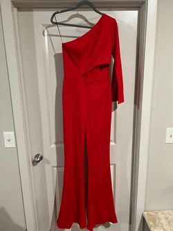 Style Custom Fernando Wong Red Size 4 One Shoulder 50 Off Custom Jumpsuit Dress on Queenly