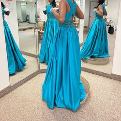 Sherri Hill Blue Size 4 Floor Length Prom Pageant Ball gown on Queenly