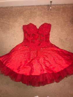 Jovani Red Size 4 Prom Homecoming Cocktail Dress on Queenly