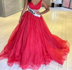 Sherri Hill Red Size 8 Quinceanera Free Shipping Ball gown on Queenly