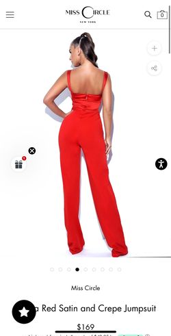 Style 2312MC28Red Miss Circle Red Size 2 Jersey Tall Height Floor Length Jumpsuit Dress on Queenly