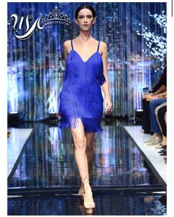 Marc Defang Blue Size 10 Speakeasy Sorority Formal Nightclub Pageant Free Shipping Cocktail Dress on Queenly