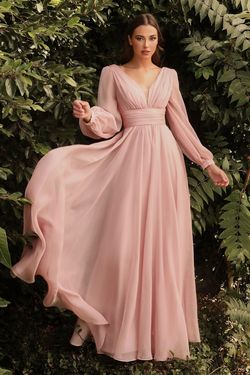 Style CD0192 Cinderella Divine Pink Size 20 Tulle Long Sleeve A-line Dress on Queenly