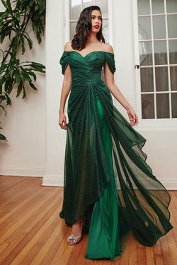 Style CD878 Cinderella Divine Green Size 10 Sheer Floor Length Tall Height Side slit Dress on Queenly