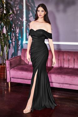 Style CDKV1050 Cinderella Divine Black Size 6 Jersey Side slit Dress on Queenly