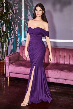 Style CDKV1050 Cinderella Divine Purple Size 8 Floor Length Side slit Dress on Queenly