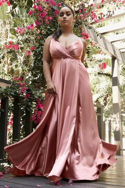 Style CDBD105 Cinderella Divine Pink Size 10 Spaghetti Strap Floor Length Side slit Dress on Queenly