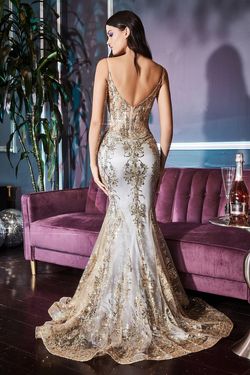 Style CDJ810 Cinderella Divine Gold Size 16 Floor Length Spaghetti Strap Mermaid Dress on Queenly