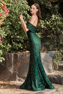 Style CD980 Cinderella Divine Green Size 10 Emerald Tall Height Sequined Mermaid Dress on Queenly