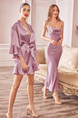 Style CDBD103 Cinderella Divine Purple Size 10 Tall Height Satin Cocktail Dress on Queenly