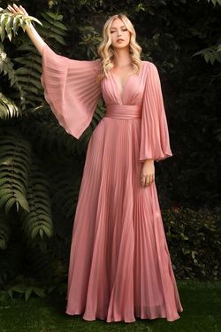 Style CD242 Cinderella Divine Pink Size 14 Long Sleeve Plus Size A-line Dress on Queenly
