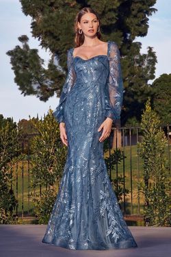 Style CDJ816 Cinderella Divine Blue Size 8 Tall Height Mermaid Dress on Queenly