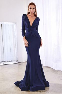 Style CD0168 Cinderella Divine Blue Size 20 Satin Plus Size Straight Dress on Queenly