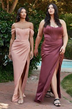 Style CD7484C Cinderella Divine Pink Size 18 Plus Size Tall Height Side slit Dress on Queenly