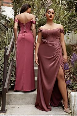 Style CD7484 Cinderella Divine Pink Size 6 Fitted Floor Length Side slit Dress on Queenly