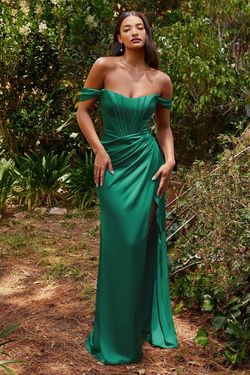 Style CD7484 Cinderella Divine Green Size 18 Floor Length Teal Side slit Dress on Queenly