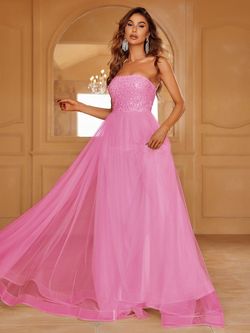 Style LAWD8029 Faeriesty Pink Size 0 Sheer Sequined Floor Length Lawd8029 A-line Dress on Queenly