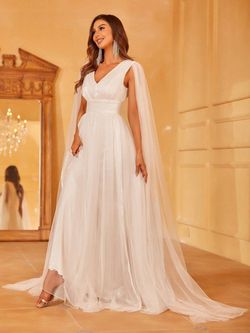 Style FSWD8089 Faeriesty White Size 4 Tall Height Jersey Floor Length A-line Dress on Queenly