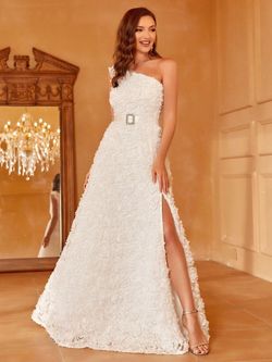 Style FSWD0916 Faeriesty White Size 12 Floor Length Polyester Tall Height Straight Dress on Queenly