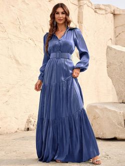 Style FSWD0966 Faeriesty Blue Size 16 Plus Size Fswd0966 Floor Length Straight Dress on Queenly