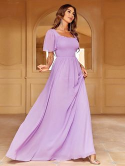 Style FSWD1365 Faeriesty Purple Size 0 Violet Square Neck Jersey Straight Dress on Queenly