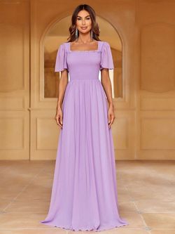 Style FSWD1365 Faeriesty Purple Size 0 Violet Square Neck Jersey Straight Dress on Queenly
