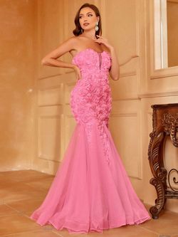Style FSWD1325 Faeriesty Pink Size 0 Sheer Military Mermaid Dress on Queenly
