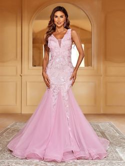 Style LAWD8007 Faeriesty Pink Size 0 Jersey Sheer Polyester Tall Height Backless Mermaid Dress on Queenly