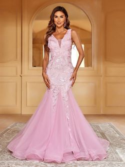 Style LAWD8007 Faeriesty Pink Size 4 Nightclub Floor Length Jersey Tall Height Mermaid Dress on Queenly