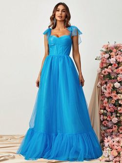 Style FSWD1196 Faeriesty Blue Size 4 Floor Length Jersey Tall Height Straight Dress on Queenly