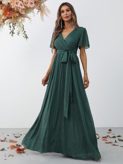 Style FSWD0939 Faeriesty Green Size 0 Floor Length Tulle Belt Straight Dress on Queenly