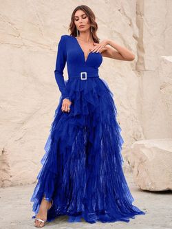 Style FSWD1313 Faeriesty Royal Blue Size 0 Black Tie Tall Height Sweetheart Straight Dress on Queenly