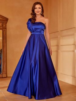 Style FSWD1501 Faeriesty Blue Size 0 Jersey One Shoulder Tall Height Fswd1501 A-line Dress on Queenly