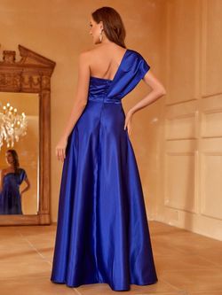 Style FSWD1501 Faeriesty Blue Size 12 Military Satin Floor Length Fswd1501 A-line Dress on Queenly