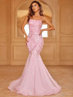 Style LAWD8042 Faeriesty Pink Size 0 Sheer Spaghetti Strap Lawd8042 Mermaid Dress on Queenly