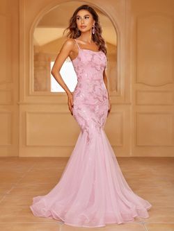 Style LAWD8042 Faeriesty Pink Size 8 Jersey Military Mermaid Dress on Queenly