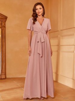 Style FSWD1406 Faeriesty Pink Size 8 Belt Floor Length Straight Dress on Queenly