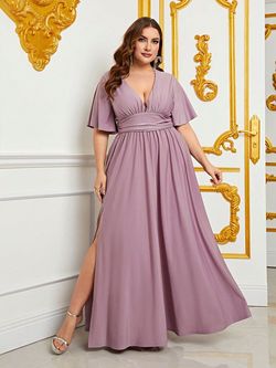 Style FSWD0803P Faeriesty Purple Size 20 Fswd0803p Polyester Plus Size Military Straight Dress on Queenly