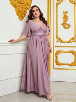 Style FSWD0803P Faeriesty Purple Size 24 Plus Size Floor Length Straight Dress on Queenly