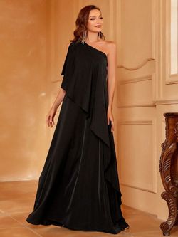 Style FSWD1144 Faeriesty Black Size 8 Floor Length One Shoulder Tall Height Straight Dress on Queenly