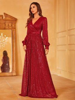 Style FSWD1405 Faeriesty Red Size 0 V Neck Fswd1405 Sequined A-line Dress on Queenly