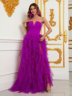 Style FSWB7030 Faeriesty Purple Size 0 Military Floor Length Straight Dress on Queenly