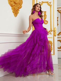 Style FSWB7030 Faeriesty Purple Size 4 Sheer Straight Dress on Queenly