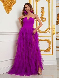 Style FSWB7030 Faeriesty Purple Size 16 Black Tie Floor Length Polyester Straight Dress on Queenly
