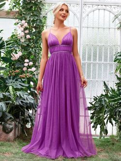 Style FSWD1562 Faeriesty Purple Size 0 Plunge Fswd1562 Floor Length Straight Dress on Queenly