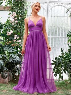 Style FSWD1562 Faeriesty Purple Size 4 Polyester Jersey Sheer Straight Dress on Queenly