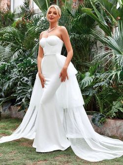 Style FSWD1568 Faeriesty White Size 0 Floor Length Tall Height Sheer Polyester Mermaid Dress on Queenly