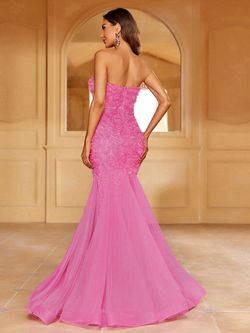 Style FSWD1394 Faeriesty Pink Size 16 Sheer Polyester Fswd1394 Tall Height Mermaid Dress on Queenly